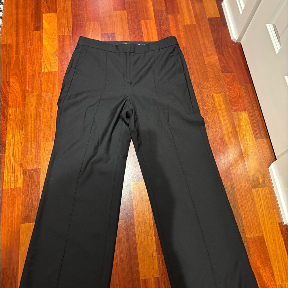 J. Crew Black Wide-Leg Trousers with Crease